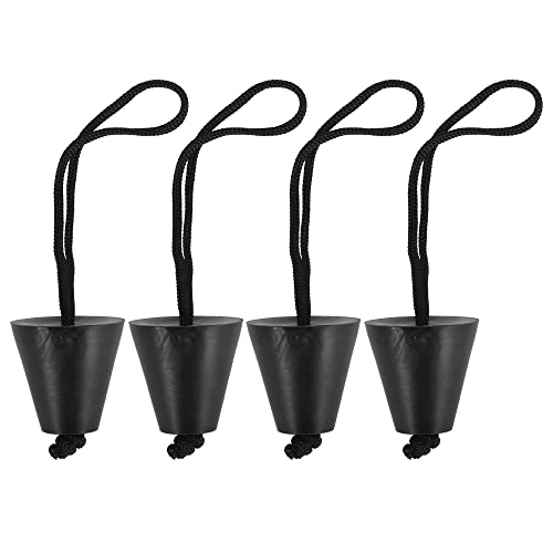 X AUTOHAUX 4 Pcs Universal Black Rubber Kayak Scupper Plug Scupper Plugs Drain Holes Stopper Bung with Lanyard for Native Kayaks Wilderness Systems Perception Kayaks