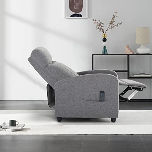 Nature Mature Recliner Chair, Fabric Home Theater Seating With Lumbar Support, Massage Living Room Reclining Single Sofa Chair, Gray #TOP3