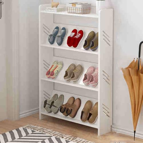 JHDXL Vertical Shoe Rack, Tall Narrow Shoe, Freestanding White Wooden Shoe Shelf, Stackable Boot & Shoe Storage, Tower for Boots, Sneakers, Heels(75 * 105cm/29.5 * 41.3in)