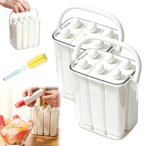 Image of Silicone Ice Stick Tray with Storage Caddy, Ice Cream Mold Tray Set with Storage, 6 Cavity Silicone Ice Stick Set, Easy Release Long Ice Cube Stick Maker for Homemade Frozen Treats (2pcs-b)