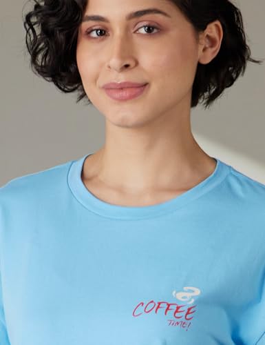 Image of Amazon Brand - Symbol Women's Cotton Oversized Fit T-Shirt and Shorts Night Suit | Two Piece Set (Available in Plus Size)