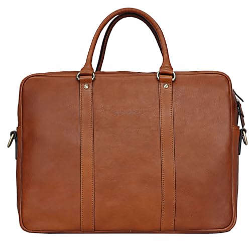 Banuce Full Grain Italian Leather Briefcase for Men 14 Inch Laptop Bag Attache Case with Detachable and Adjustale Strap for Business Work Bags Vintage Brown