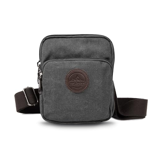 Ama Dablam 16oz Canvas Cotton Crossbody Bag w/Many Pockets | Durable Zippers | Adjustable Straps | For Travel, Gym & Daily