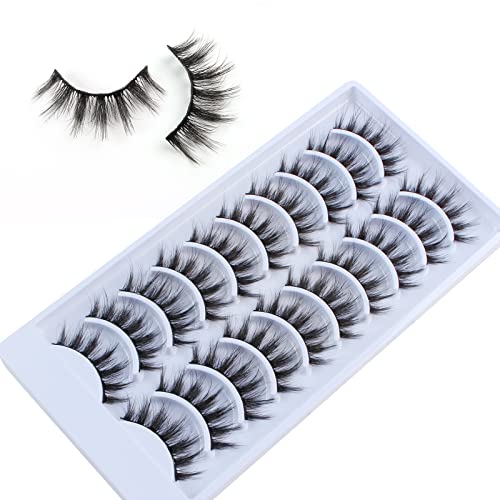 Natürliche Falsche Wimpern, Künstliche Natürlicher Look 8D 10 Paar Lang Verlängerung Make-up-Wimpern Set Wispy Dickes Handgefertigte Dramatische Volumen Wiederverwendbare Fake Lashes Cover