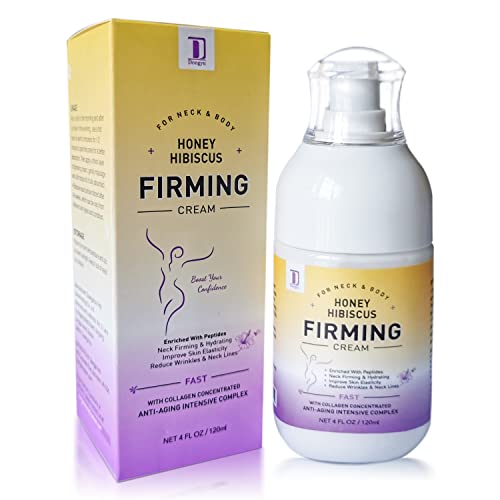 Hibiscus and Honey Firming Cream, Skin Tightening Cream, Neck Firming Cream Improves Skin Elasticity and Reduce Neck Lines, with Collagen Concentrated Anti-aging Intensive Complex-Formulated with Hibiscus & Honey Extract, Cruelty-free 4 FL OZ/120 ML