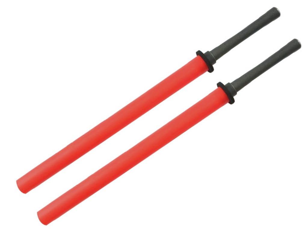 Set of 2 Padded Sparring Bokken Foam Training Swords with Black Handle, Martial Arts Practice Blade Halloween Costumes, 1 Pair, Choose Color Red Black Blue
