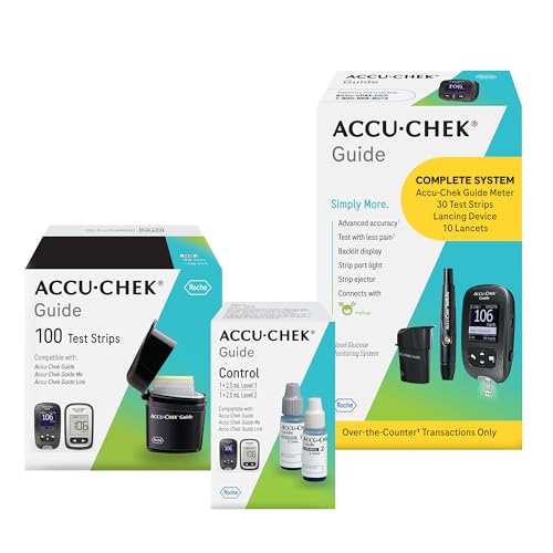 Accu-Chek Guide Glucose Monitor Starter Kit for Diabetic Blood Sugar Testing: Meter 130 Test Strips Softclix Lancing Device 10 Softclix Lancets and Guide Control Solution