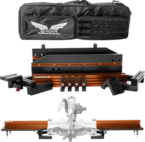 Red House Tools EZ-Wings Basic 4ft Portable Miter Saw Station | Patented Modular Design | for Use with Any Portable Miter Saw Stand or Chop Saw Stand | Orange