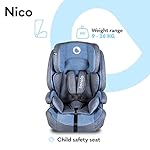 LIONELO Nico Kindersitz 9-36kg, Kindersitz Auto Gruppe 1 2 3, Seitenschutz, 5-Punkt Sicherheitsgurt, abnehmbare Rückenlehne, regulierbare Kopfstütze, ECE R44 04