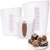 Wilewir Food-Grade Silicone Cups for Melting Chocolate, 3Pcs BPA Free Silicone Measuring Cups with 1/2Cup/1Cup/2Cup Capacity, Reusable Baking Supplies for DIY Chocolate Molds