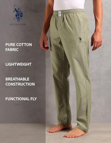 Image of U.S. POLO ASSN. Men Comfort Fit Solid Cotton I658 Lounge Pants - Pack of 1