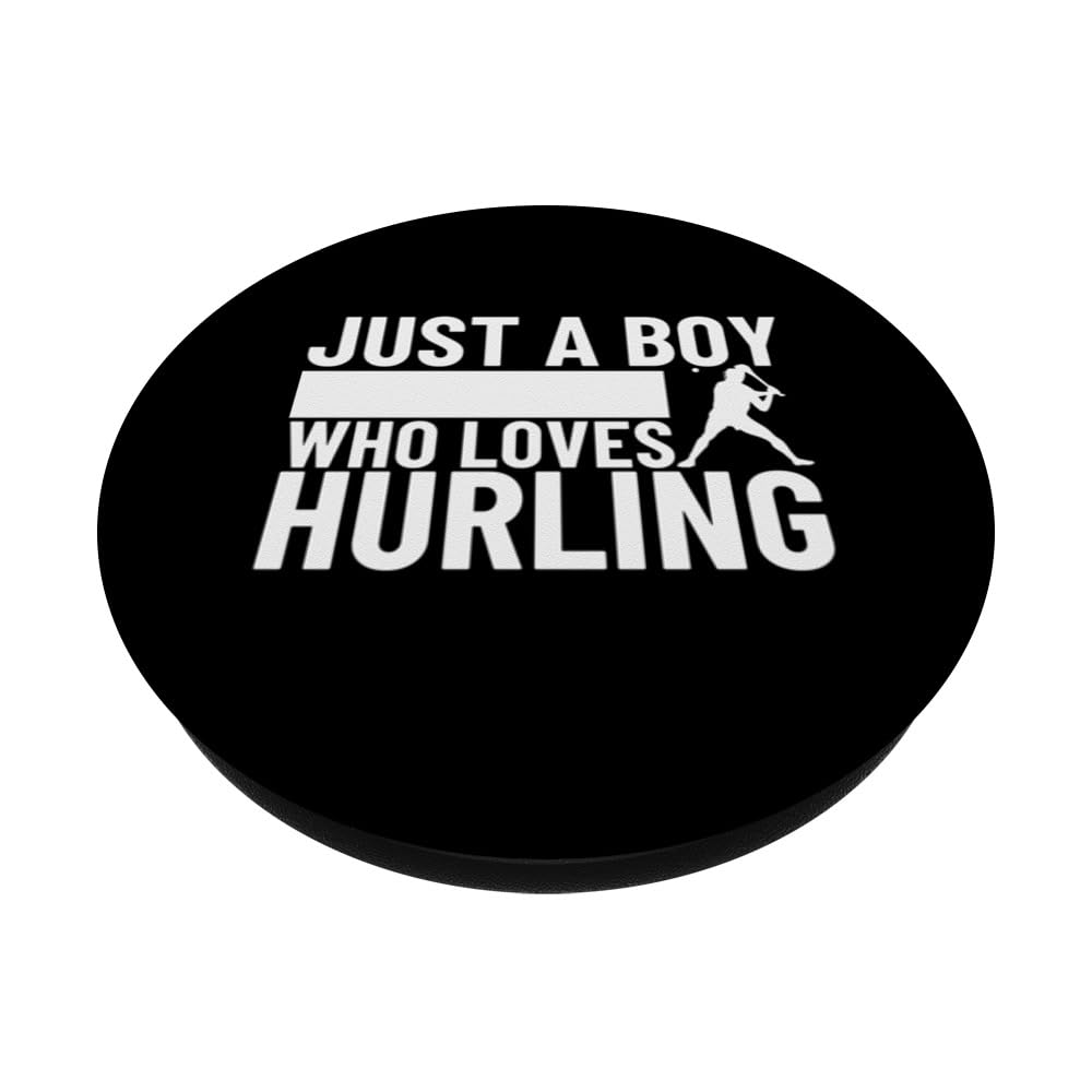 Hurling Player Just A Boy Who Loves Hurling PopSockets Swappable PopGrip, Black - Image 2