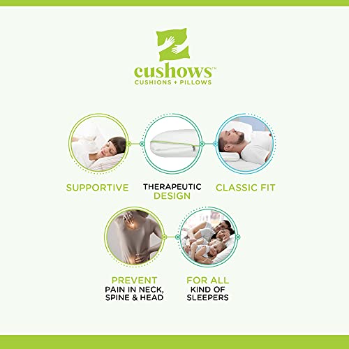 Image of Cushows Slim Orthopedic Memory Foam Pillow Lightweight Ergonomic Cervical Pain Relief Pillow with Washable Cover Neck and Back Support Comfortable Sleeping Classic Bed Pillow 16x24x4 inch Pack of 2