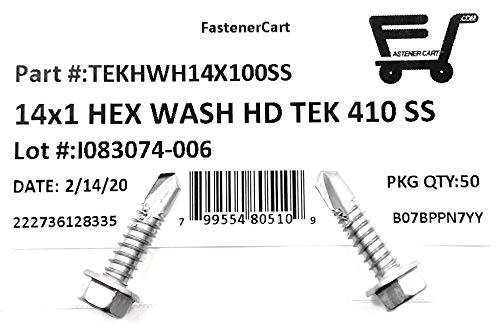 #14x1 tornillos autoperforantes de acero inoxidable hexagonal 50 piezas miniatura 2
