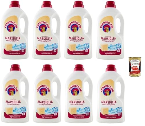 Chanteclair Lavatrice Marsella Detersivo Liquido - Detersivo Liquido - Detergente líquido para la lavadora - Fórmula con desengrasante 28 lavados, 8 x 1260 ml + Polpa Italiana Gourmet 400 g