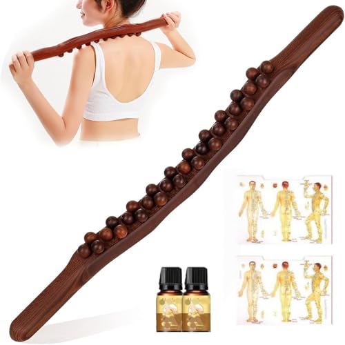 Gua Sha Therapie-Massagestab aus Holz, 37 Perlen, Ganzkörper-Schabwerkzeug für Rücken, Schulter, Bauch (1 Stück) Gua Sha Therapie-Massagestab aus Holz, 37 Perlen, Ganzkörper-Schabwerkzeug für Rücken, Schulter, Bauch (1 Stück)