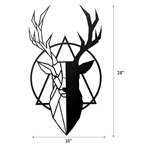 Image of METSY Metal Deer Wall Art | Deer Head Wall Sulpture | Wildlife Metal Wall Hanging | Modern Deer Head Wall Mount | Size - 71 x 40 cm