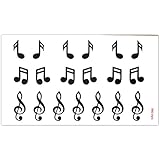 Tattoo-Motiv Musik / Noten / Notenschlüssel / Violinschlüssel / G-Schlüssel für Finger, Hals, Hand, Oberarm, Unterarm, Oberschenkel, Unterschenkel, Waden, Beine, Dekolleté, Hüfte, Rücken und Bauch.
