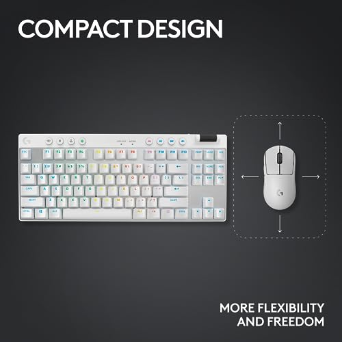 Image of Logitech G PRO X TKL Lightspeed Wireless Gaming Keyboard, Ultra-Portable Tenkeyless Design, LIGHTSYNC RGB, PBT keycaps, Tactile Switches (GX Brown) - White