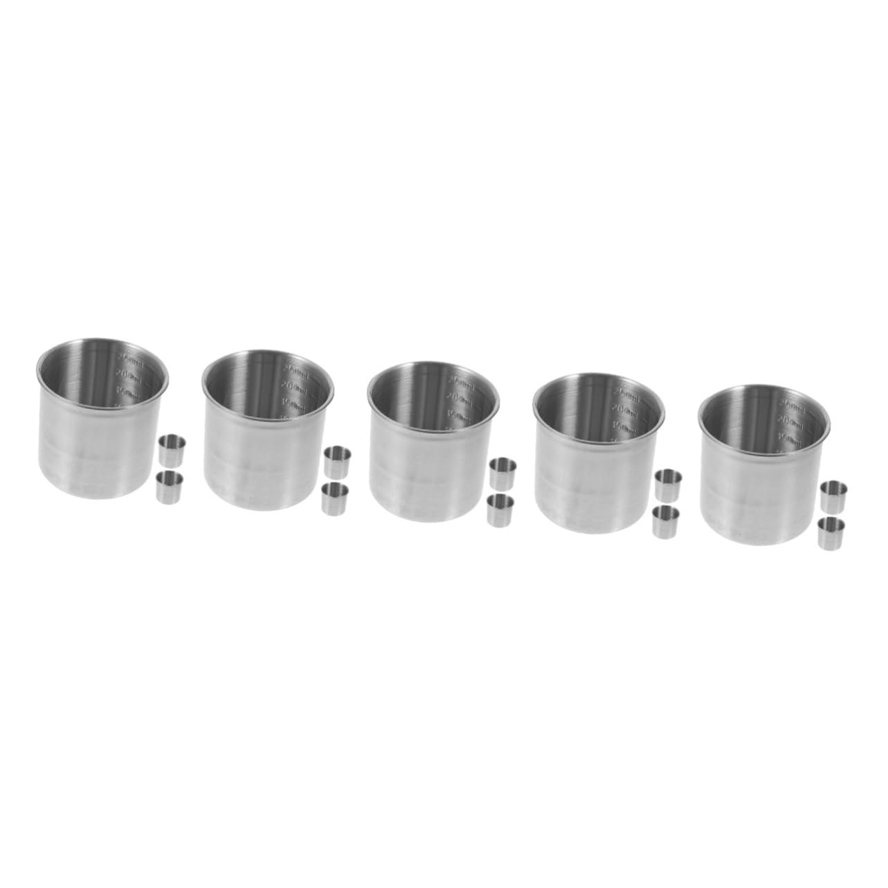 TOPBATHY Lot De 5 Tasses À Mesurer Robustes En Acier Inoxydable Récipients À Mesurer À Large Ouverture Pour 3 Pièces X 5