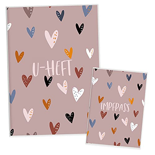 HIMMEL.HERZ.PAPIER U-Heft-Hülle inkl. Impfpass Hülle - 3- teiliges Set - Hochwertige Hülle für Untersuchungsheft und Impfpass deines Kindes - Herze