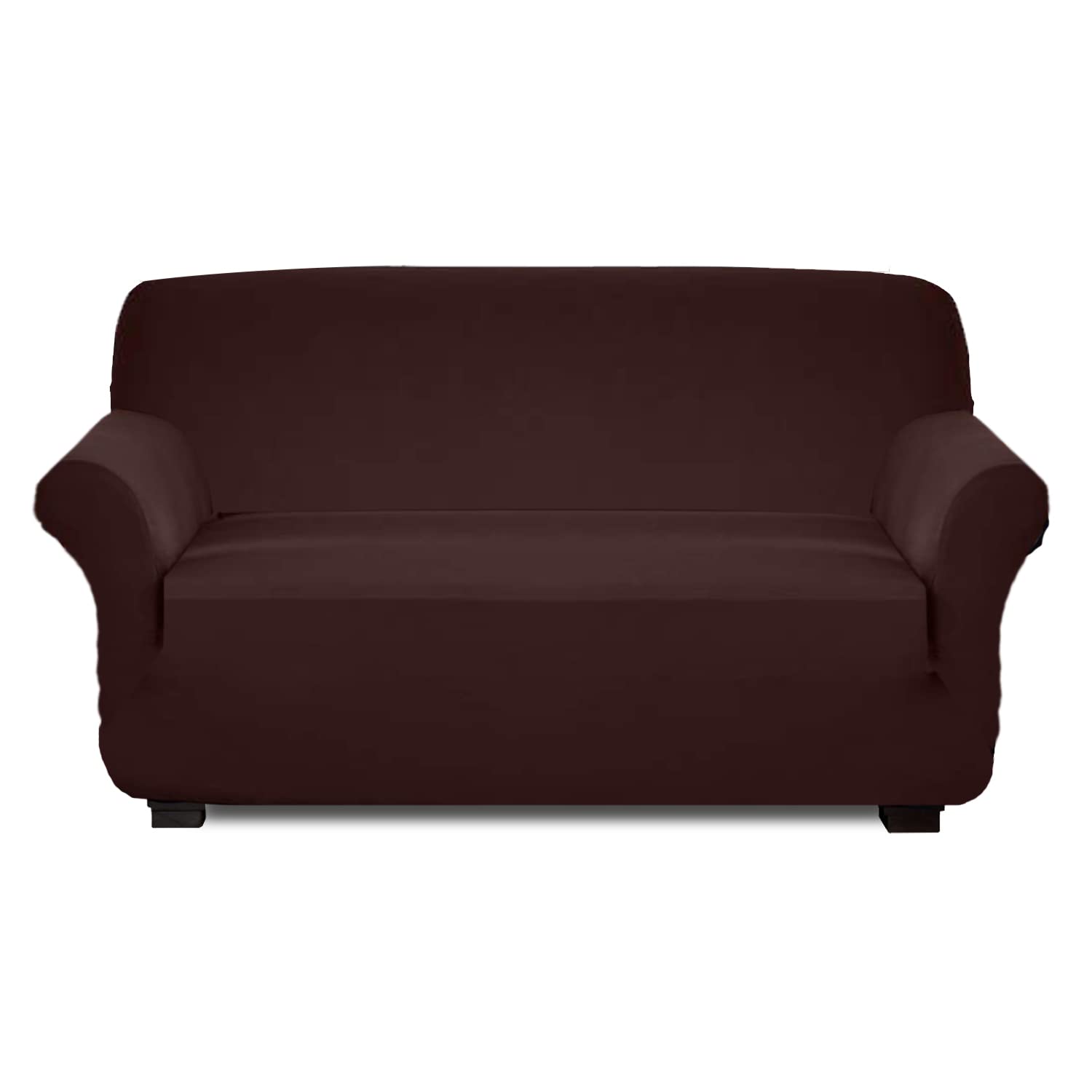 Kuber Industries Polyster Stretchable 3 Seater Sofa Cover for Home, Office, Hotels with Foam Stick (Brown)-50KM01424, Standard