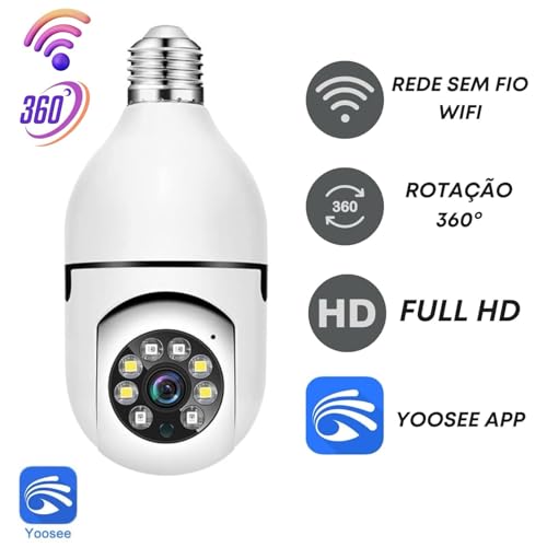 Kit 2 Câmera Segurança Ip Wifi Lâmpada Prova D'água Giratória Visão Noturna Infravermelho 1080P HD