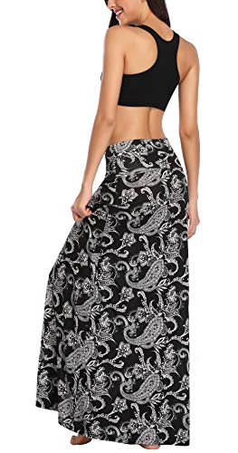 Image of Urban CoCo Women's Stylish Spandex Comfy Fold-Over Flare Long Maxi Skirt
