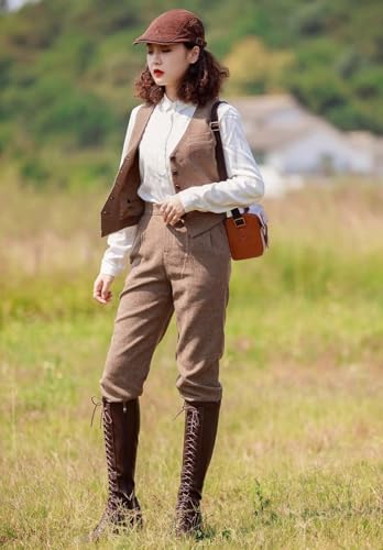 Womens Wool Blend 2 Piece Outfits Sleeveless Blazer Vest Pants Suit Business Set3