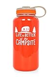 Camco Life is Better at The Campsite Tritan BPA Free Reusable Water Bottle with Leak Proof Lid- 32 oz. Bottle, Opaque Red (53271)