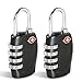 TSA Luggage Locks CFMOUR 4-Dial Padlocks for Travel Suitcase Case 2 Pack - Black