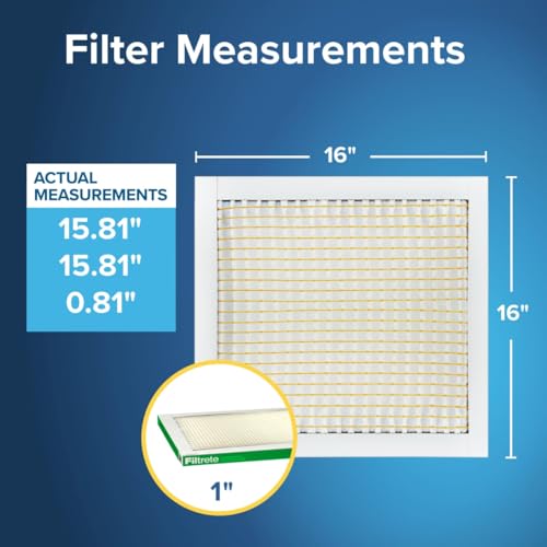Image of Filtrete 16x16x1 AC Furnace Air Filter, MPR 700, MERV 8, Tough on Pollen, Easy on Airflow, 3-Month Pleated 1-Inch Electrostatic Air Cleaning Filter, 4-Pack (Actual Size 15.81 x 15.81 x 0.81 in)