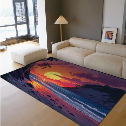 Tapis de salon coucher de soleil antidérapant mince 90x180 - 2