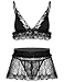 Alvivi Lingerie Érotique Homme Robe de Nuit Nuisette 3 Pièce Brassière & String & Jupette en Dentelle Floral Transparent Costume Travestie Sleepwear Noir XL