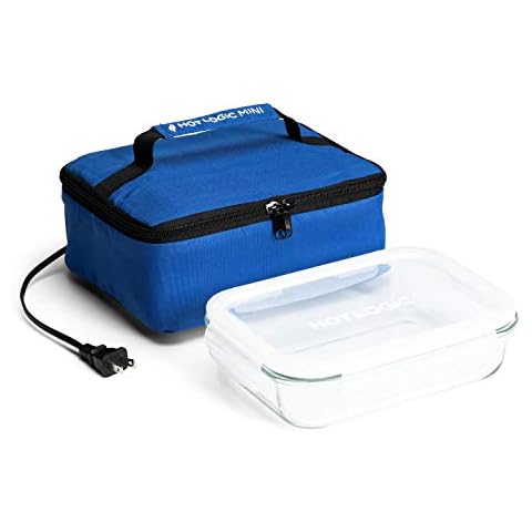 HOTLOGIC Mini Portable Electric Lunch Box Food Heater with Glass Container - Food Warmer and Heated Lunch Box for Adults Car/Home - Cook, Reheat, and Keep Your Food Warm - BLUE - 120V Cover