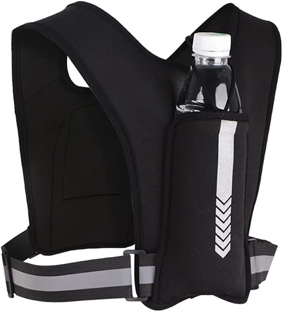 DZOZO Running Vest Phone Holder Jogger Phone Holder Reflective Running Vest Running Chest Pouch Bag for Phone Running Phone Holder with Water Bottle Pocket Running Phone Holder Vest