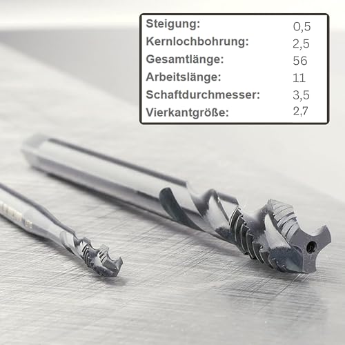 GSR PROFI Maschinen-Gewindebohrer M3, Form C, RSP 35°, HSSE Metallbohrer/VAP, Bessere Haftung für Schneidöl, Gewindeschneider für Edelstahl, Profi Gewindeschneider Sackloch