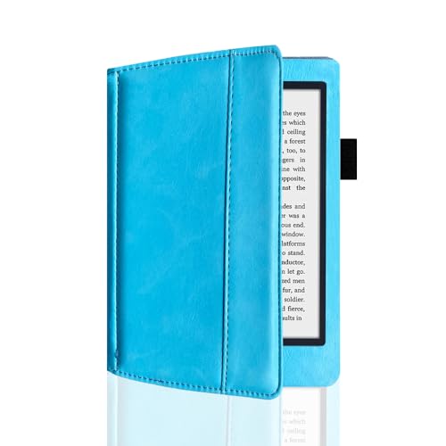 Étui pour Kobo Aura HD 6,8 Modèle : N204B Housse en cuir PU avec pour liseuse Kobo Aura HD Smart Slim Folio Cover avec fonction veille/réveil automatique pour Kobo Aura HD 6,8 (Bleu ciel)