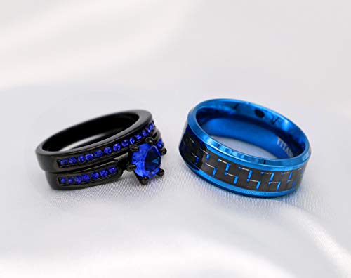 ringheart 2 Rings His and Hers Couple Rings Black Cz Rings Womens Wedding Ring Sets Titanium Steel Mens Wedding Bands4