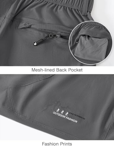 Rdruko Wanderhose Damen Outdoorhose Leichte Schnelltrocknend Trekkinghose UV-Schutz UPF 50+ Funktionshose Atmungsaktiv Hosen Sommer-Dunkelgrau XL