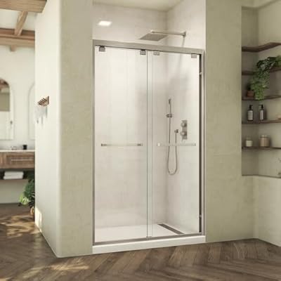 DreamLine Abbey 44-48 inch W x 76 inch H Semi-Frameless Bypass Shower Door in Brushed Nickel