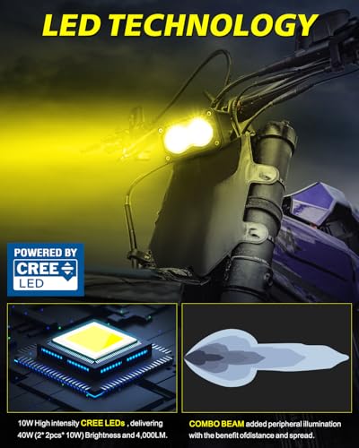 Image of Headlight Kit for Sur-Ron Segway X260 3 inch Yellow Combo CREE LED Pod