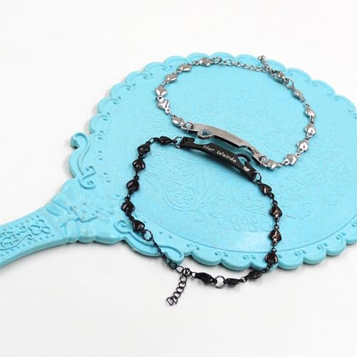Image of 2 Couple Bracelets for men women, Love /Koi Fish /Gossip Jigsaw Puzzle Stainless Steel Heart-shaped Chain Adjustable Bracelet for Boyfriend Girlfriend Valentine's Day Gift Jewelry