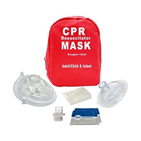 ELYSAID Adult & Infant CPR Mask Combo First Aid Training Kit with 2 Valves with 1 Pair of PVC Gloves Cover