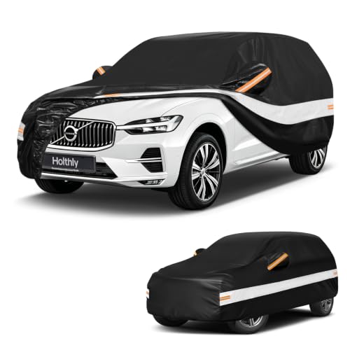 Image of 10 Layers SUV Car Cover Custom Fit for Volvo XC60 (2013-2026), Waterproof All Weather for Automobiles, Outdoor Full Cover Sun Dust Rain Protection with Cotton. Black
