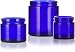 12 piece Cobalt Blue Glass Straight Sided Jar Starter Kit Set: Includes 4 -1 oz Cobalt Glass Jars, 4 -2 oz Cobalt Glass Jars, 4 -4 oz Cobalt Glass Jars + Spatulas and Labels