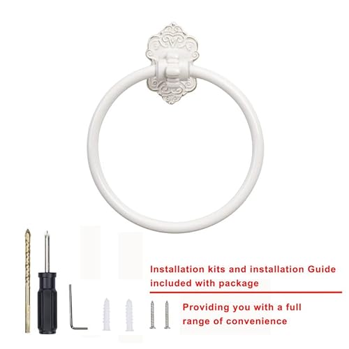 Sdh TR006 WHITE Bathroom Towel Ring - Vintage Style Antique White & Gold Towel Hanger thumb #3