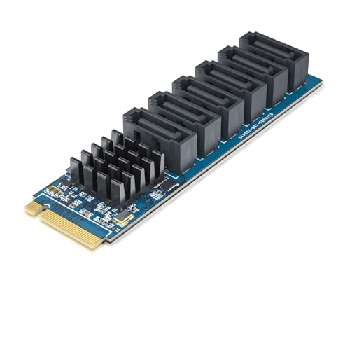 10Gtek M.2 to SATA Adapter M Key to SATA3.0 Card ASMedia ASM1166 Chip Support SSD and HDD for Desktop PC with LED Indicator Tools Included