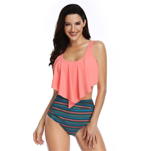 Mommy and Me Swimsuits Tummy Control Ruffle 2 Piece High Waisted Bathing Suit Swimwear3