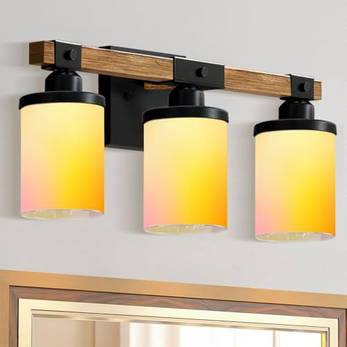 3-Light Bathroom Light Fixtures Warm Orange Yellow Ombre Smooth Gradient